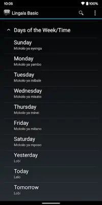Lingala Basic Phrases android App screenshot 1